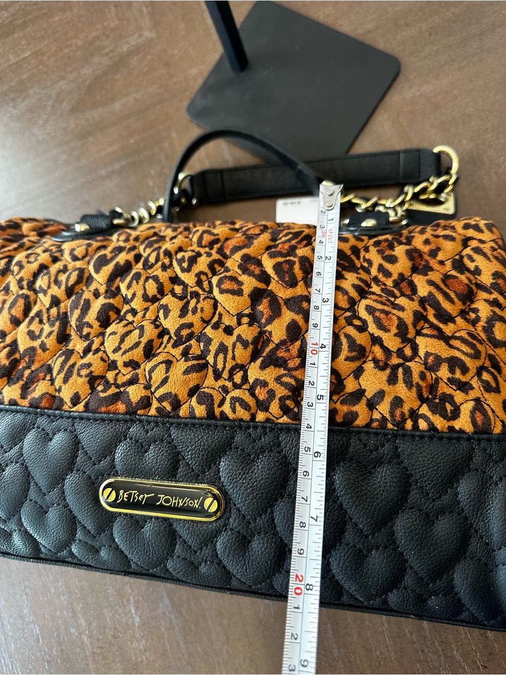 Betsey Johnson "Will You Be Mine" โค๏ธโ๐ฅ Leopard and Heart Quilted Satchel - Picture 13 of 16